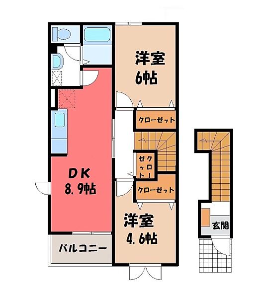 サンセールO・B ｜群馬県伊勢崎市昭和町(賃貸アパート2DK・2階・51.67㎡)の写真 その2