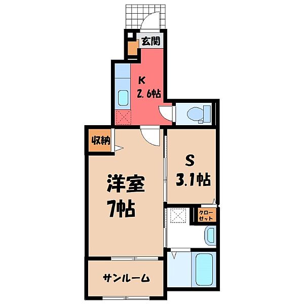 ブリーズ N ｜群馬県伊勢崎市宮子町(賃貸アパート1SK・1階・35.15㎡)の写真 その2