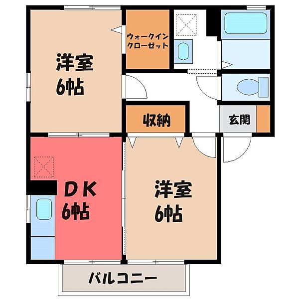 シャンポワール B ｜群馬県前橋市山王町(賃貸アパート2DK・2階・45.45㎡)の写真 その2