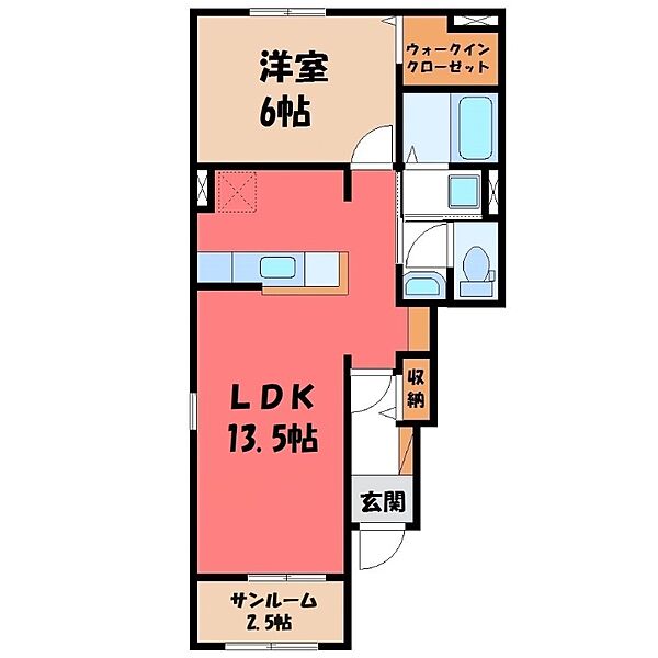 シャイニング III ｜群馬県伊勢崎市富塚町(賃貸アパート1LDK・1階・50.33㎡)の写真 その2