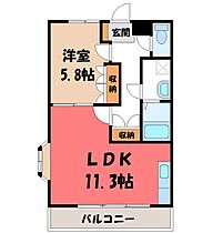 メゾンエスプリ B  ｜ 群馬県太田市大原町（賃貸アパート1LDK・2階・44.00㎡） その2