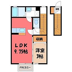 ルミエールA 1LDKの間取図画像