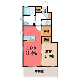 KOGA-KEYAKIALLEYCLEA 1LDKの間取図画像