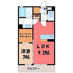 レジデンスキントウRoots 1LDKの間取図画像