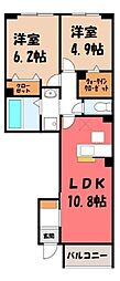 ベル ソーレ メゾン 2LDKの間取図画像