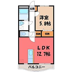 Y&Mディア古河 1LDKの間取図画像