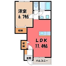 サニークローバー 1LDKの間取図画像