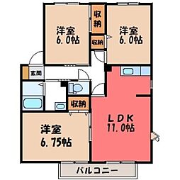 サンガーデン春日野B棟 3LDKの間取図画像