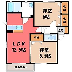 ディアコートD 2LDKの間取図画像