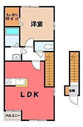 モン・シェリA 1LDKの間取図画像