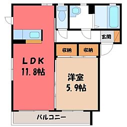 クレールメゾンB 1LDKの間取図画像
