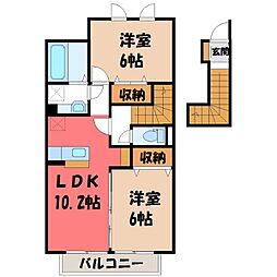 リヴェール乙女A 2LDKの間取図画像