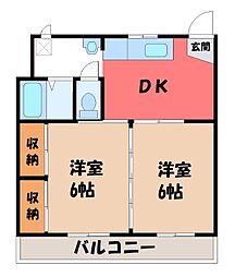 西町ハイツ2 2DKの間取図画像