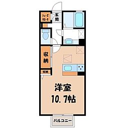 グローリアB ワンルームの間取図画像