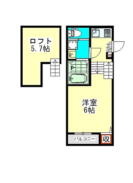 ヴィラ黒川 ｜愛知県名古屋市北区田幡２丁目(賃貸アパート1SK・1階・20.04㎡)の写真 その2