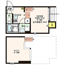 Southern Gate 1階1SKの間取り