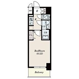 S-RESIDENCE金山West 2階1Kの間取り