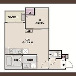 Jack koshiroI 1階1LDKの間取り