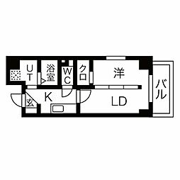アレフガルド 7階1DKの間取り