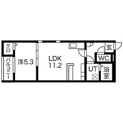 storia日比野 2階1SLDKの間取り