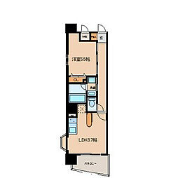 ロイヤルピジョン岩塚 8階1LDKの間取り