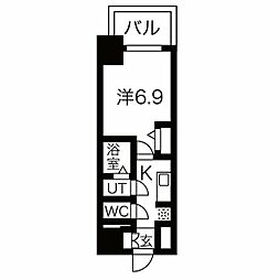 名古屋市営東山線 名古屋駅 徒歩10分の賃貸マンション 13階1Kの間取り