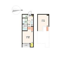 ハーモニーテラス高畑II 1SKの間取図画像
