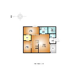 REGALEST草薙町 2LDKの間取図画像
