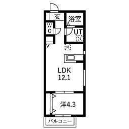 リトリート氷室 1LDKの間取図画像