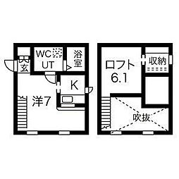 プリマ八田壱番館 1SKの間取図画像
