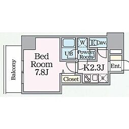 E-city大須 4階1Kの間取り