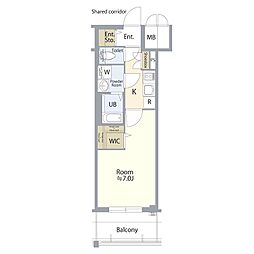 エスリード ザ・レガリア新栄ALTAIER 1Kの間取図画像