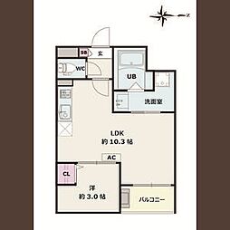 Jack sotoshinI 1LDKの間取図画像