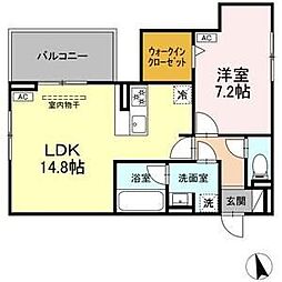 セレスティア長良 イースト 1LDKの間取図画像