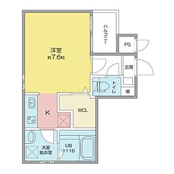 Cherim黒川志賀町 1Kの間取図画像