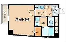 スカイコート葵 1Kの間取図画像