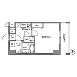 RESIDENCIA泉 1Kの間取図画像