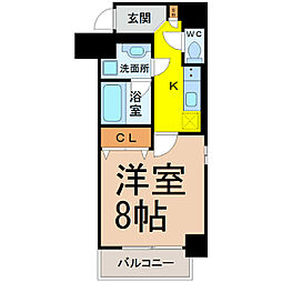 ア・レーズ 1Kの間取図画像