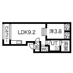 FineCourt車道 1LDKの間取図画像