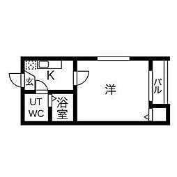 セモア百人町 1Kの間取図画像