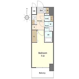 S-RESIDENCE亀島駅前ascent 1Kの間取図画像