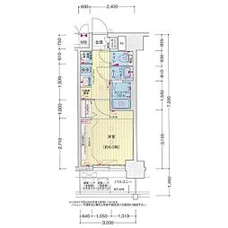 プレリス浅間町フォルテラ 1Kの間取図画像