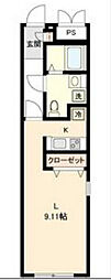 BRANCHE吹上 1Kの間取図画像