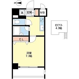 プロシード太閤通 1Kの間取図画像