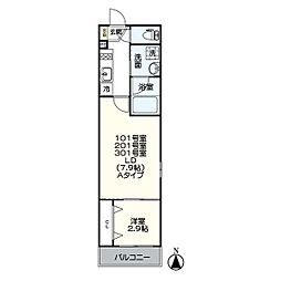 ジュネス稲葉地町 1LDKの間取図画像