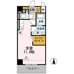 スティングレイつるま ワンルームの間取図画像