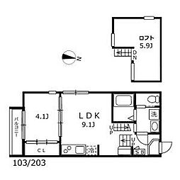 ハーモニーテラス茶屋坂通 1LDKの間取図画像