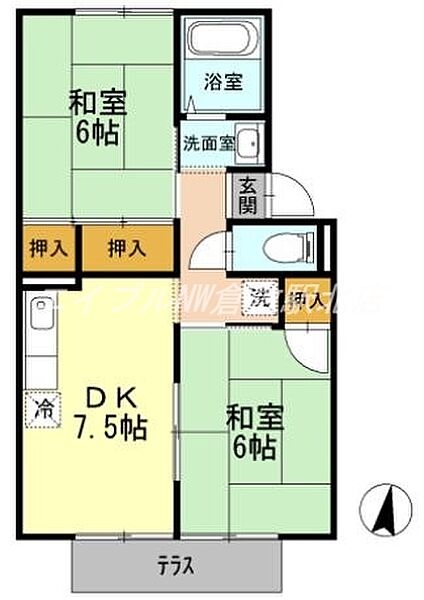 岡山県総社市溝口(賃貸アパート2DK・1階・46.09㎡)の写真 その2