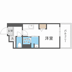 福岡市地下鉄空港線 赤坂駅 徒歩8分の賃貸マンション 14階ワンルームの間取り