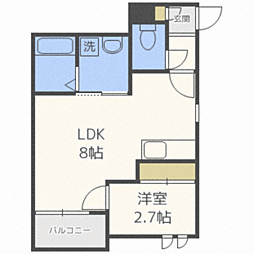 福岡市地下鉄空港線 唐人町駅 徒歩12分の賃貸アパート 3階1LDKの間取り